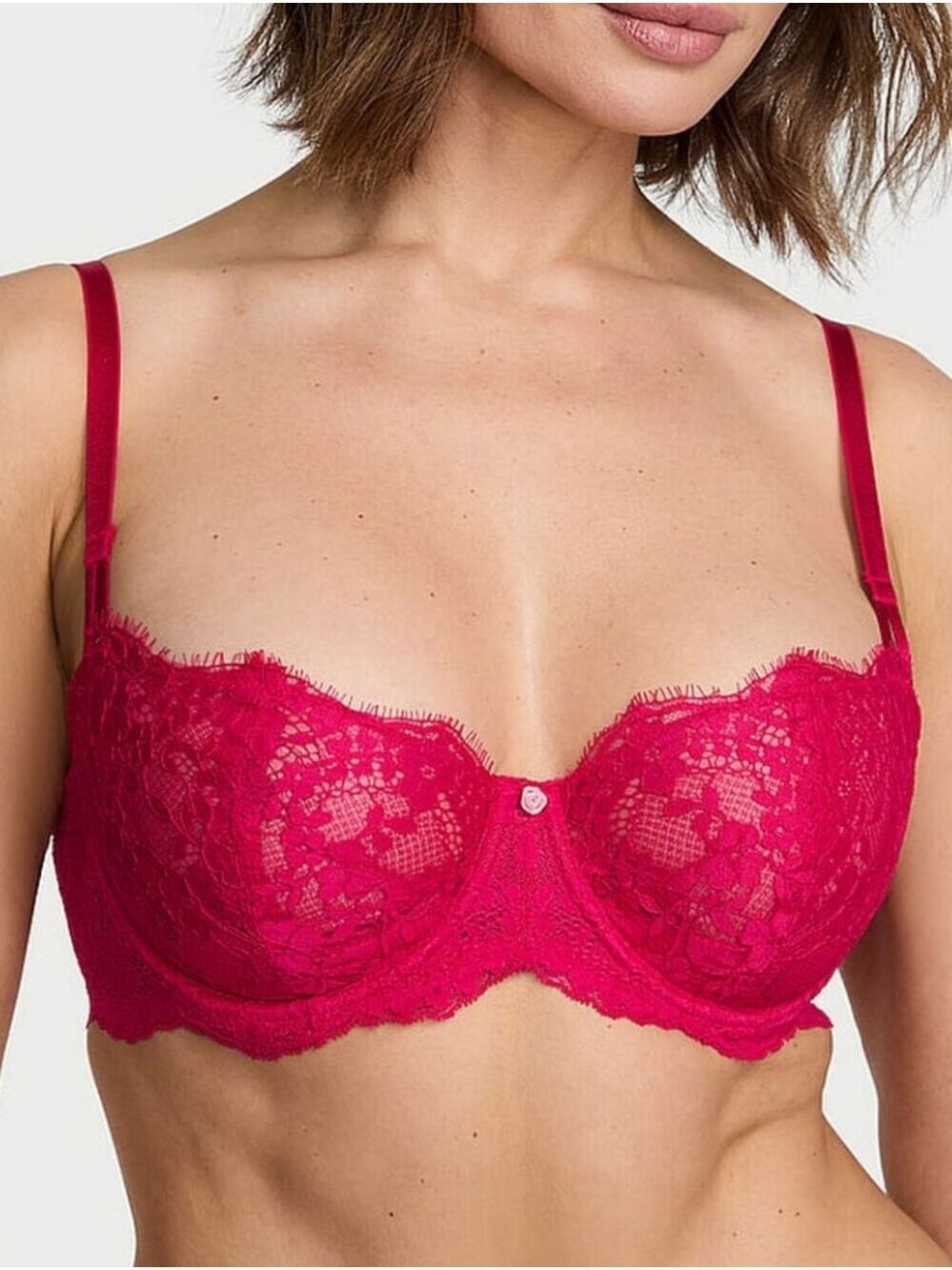 VS Dream Angels Wicked Unlined Lace Balconette Bra Sz 36B NWT